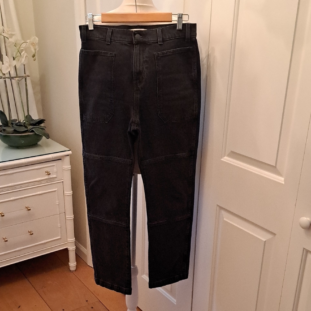 Madewell Womens 90's Straight Black Stretch Wash Utility Ankle‎ Jeans 28P